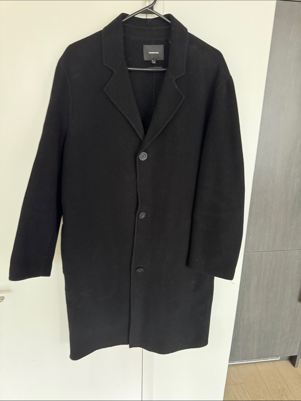 Vince Black Single-Breasted Wool Pea Coat